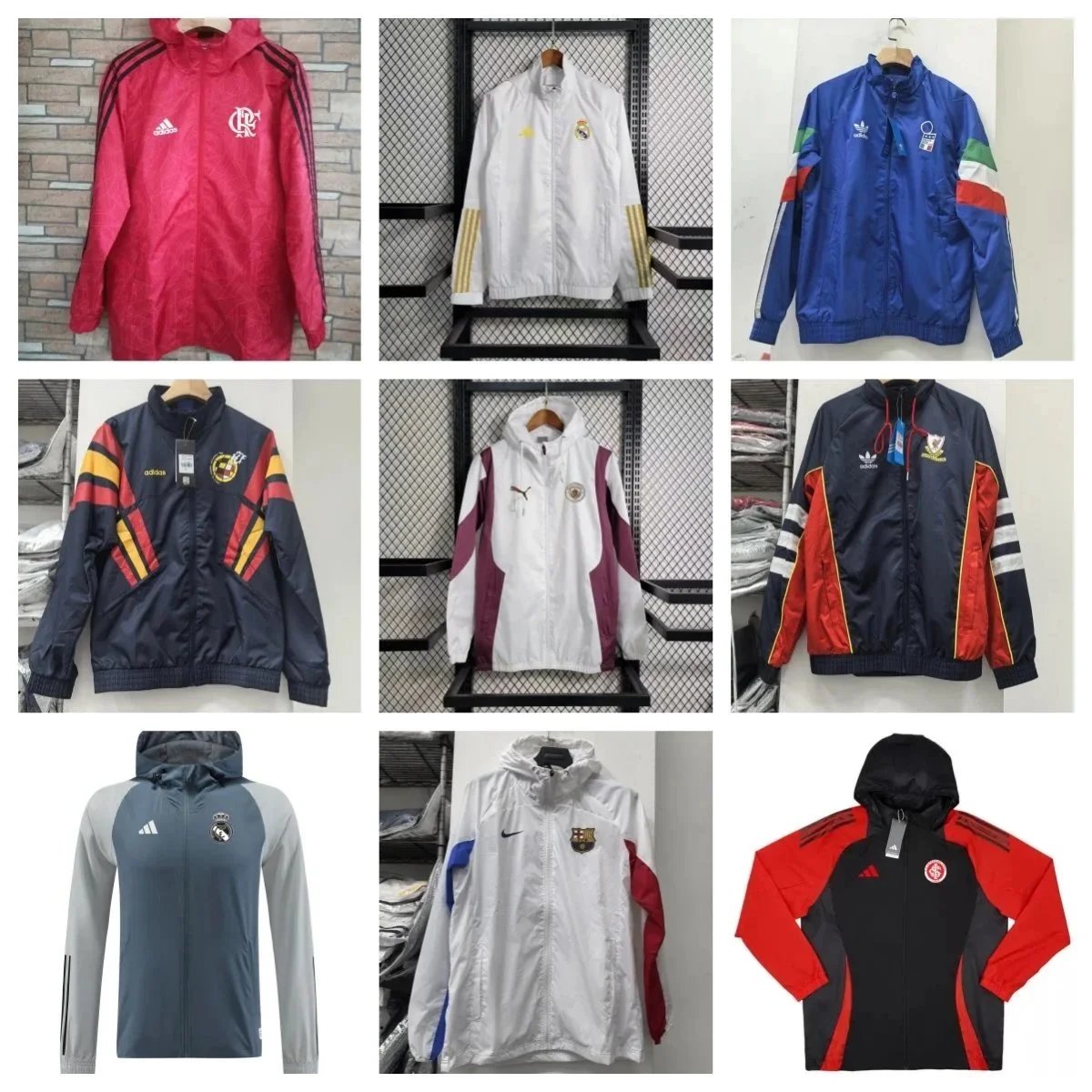 Adidas Real Madrid, Flamengo, Italy, Colombia, Germany, Wales, Barcelona, Greece Windbreaker Jackets | 7598062857